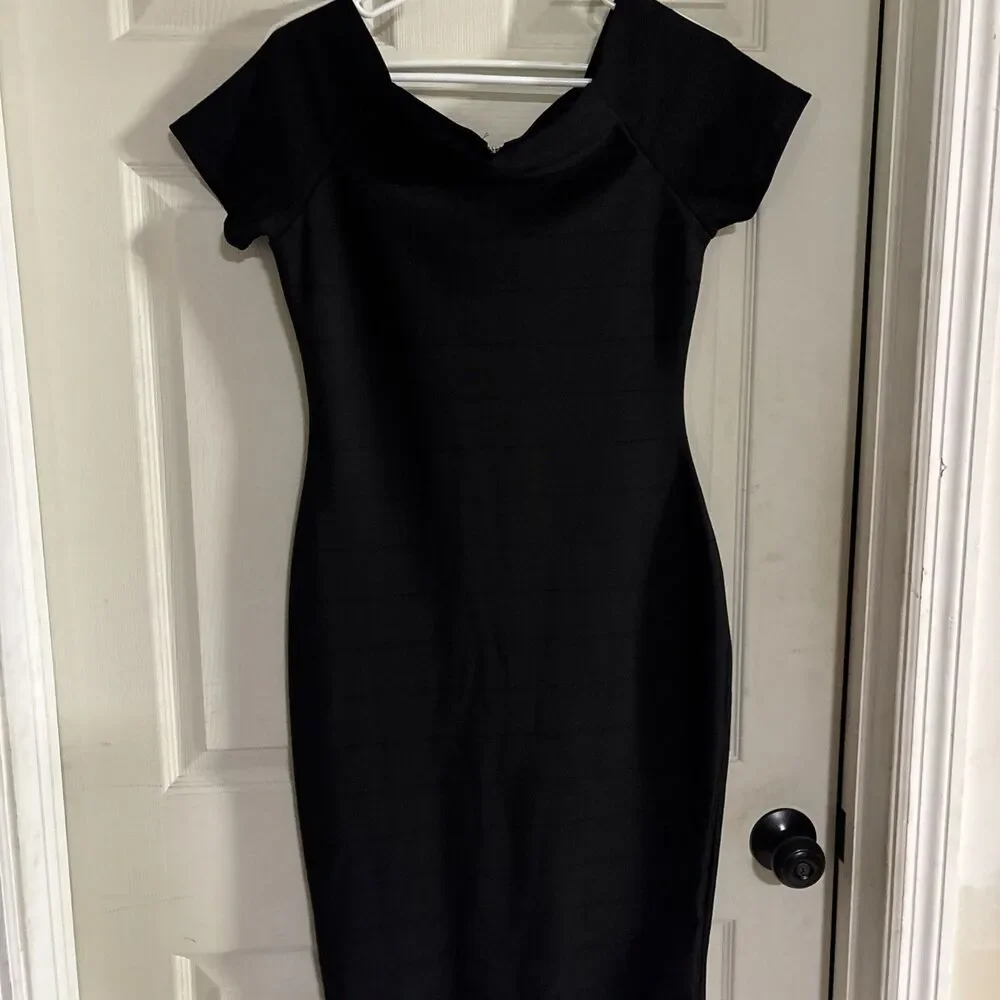 haute monde black dress Ponte Notch Neck Bodycon Mini Dress Putty / SMALL